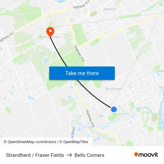 Strandherd / Fraser Fields to Bells Corners map