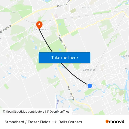 Strandherd / Fraser Fields to Bells Corners map