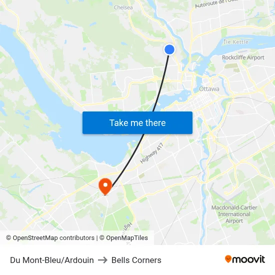 Du Mont-Bleu/Ardouin to Bells Corners map