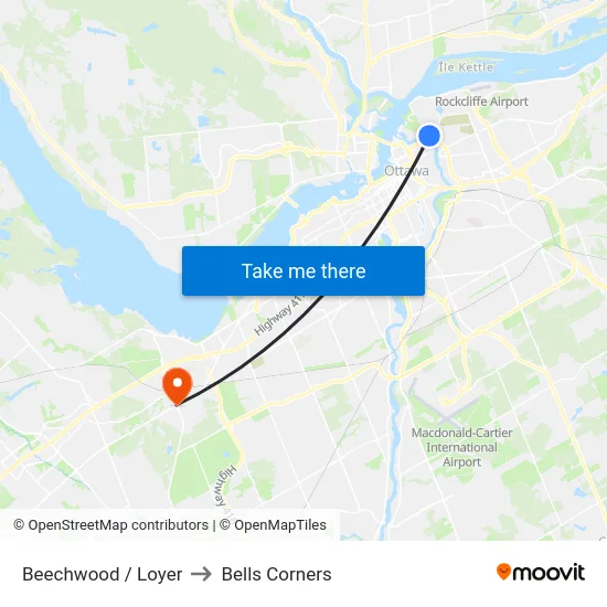 Beechwood / Loyer to Bells Corners map