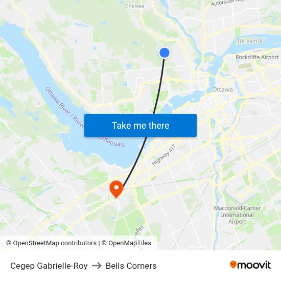 Cegep Gabrielle-Roy to Bells Corners map