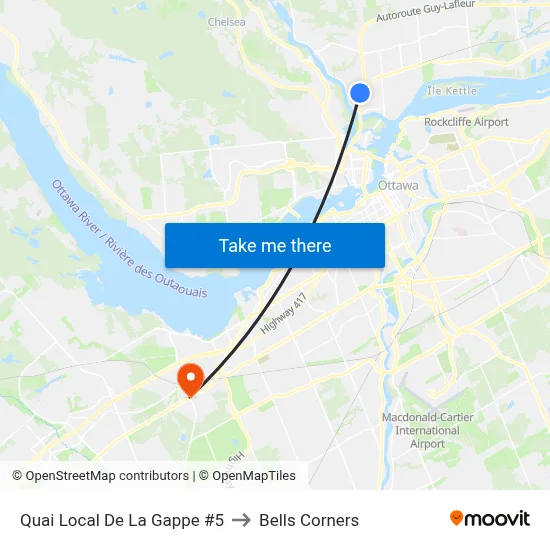 Quai Local De La Gappe #5 to Bells Corners map