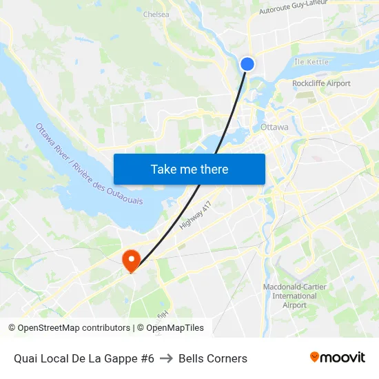 Quai Local De La Gappe #6 to Bells Corners map