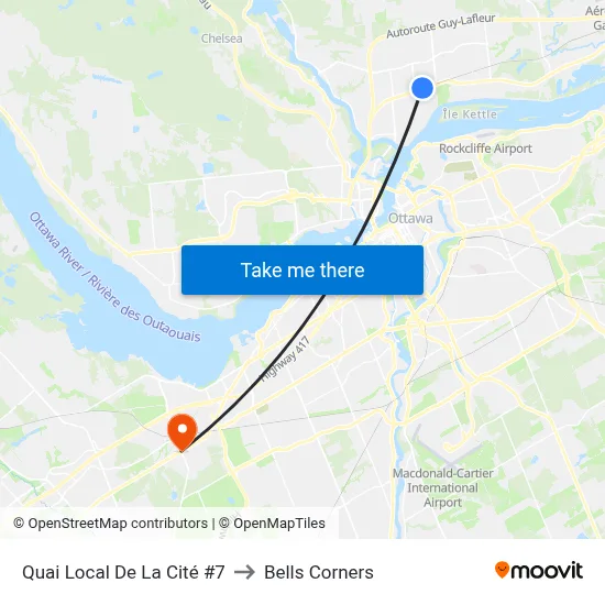 Quai Local De La Cité #7 to Bells Corners map