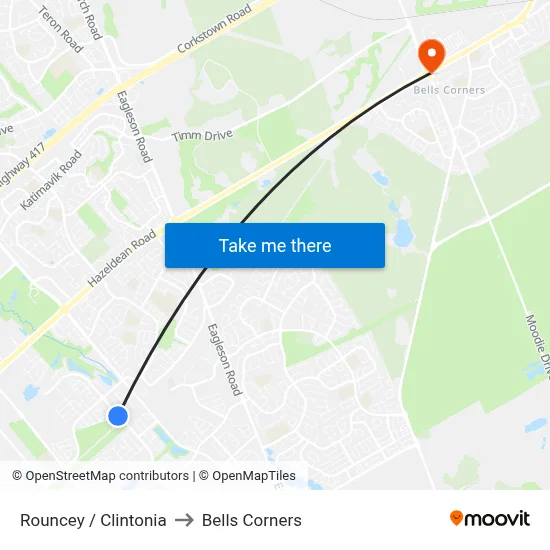 Rouncey / Clintonia to Bells Corners map