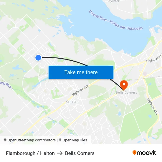 Flamborough / Halton to Bells Corners map