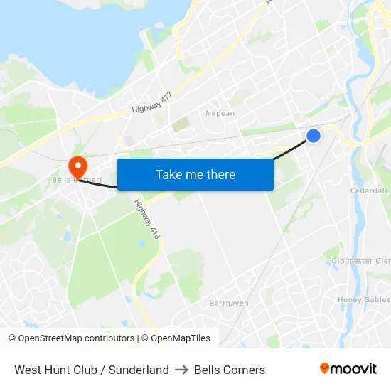 West Hunt Club / Sunderland to Bells Corners map