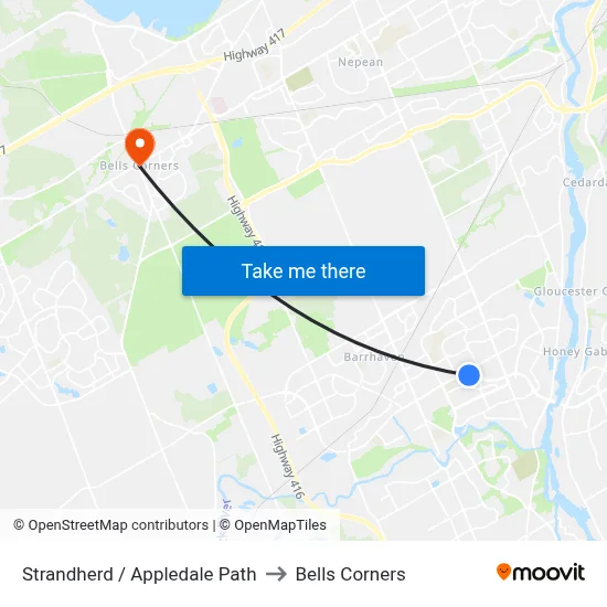 Strandherd / Appledale Path to Bells Corners map