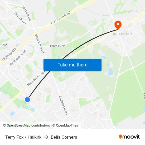 Terry Fox / Halkirk to Bells Corners map