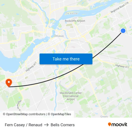 Fern Casey / Renaud to Bells Corners map