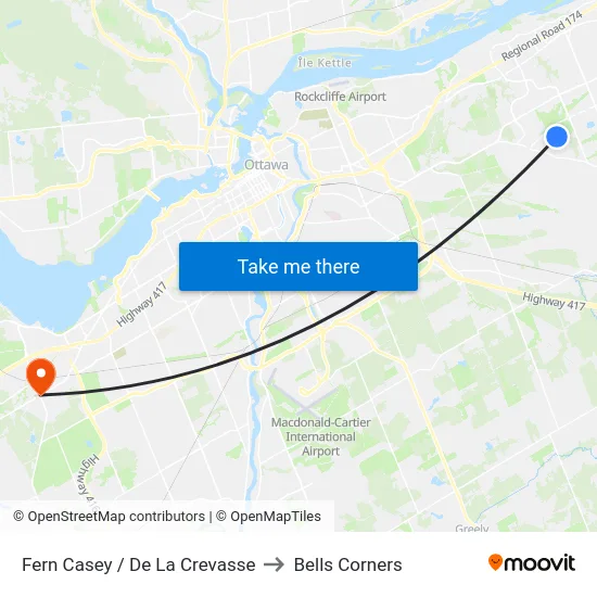 Fern Casey / De La Crevasse to Bells Corners map