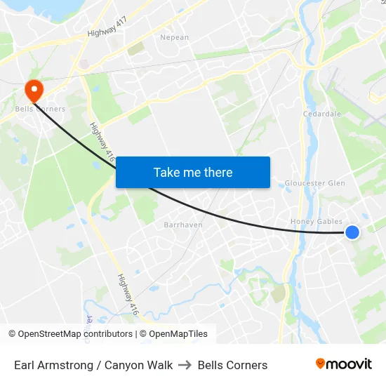 Earl Armstrong / Canyon Walk to Bells Corners map