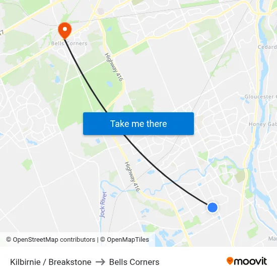 Kilbirnie / Breakstone to Bells Corners map