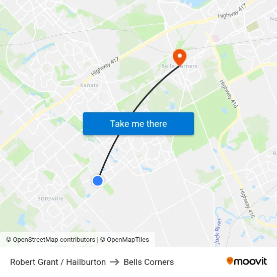 Robert Grant / Hailburton to Bells Corners map