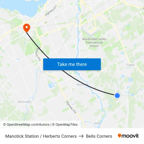 Manotick Station / Herberts Corners to Bells Corners map