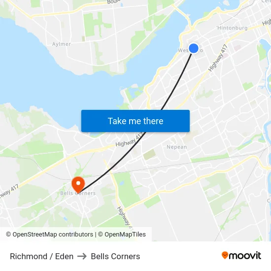 Richmond / Eden to Bells Corners map