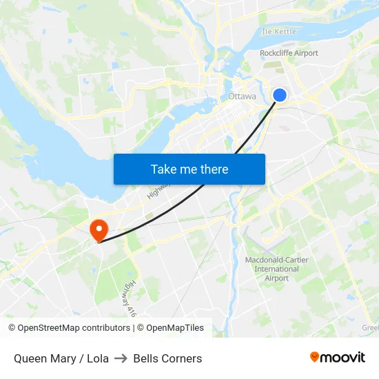 Queen Mary / Lola to Bells Corners map