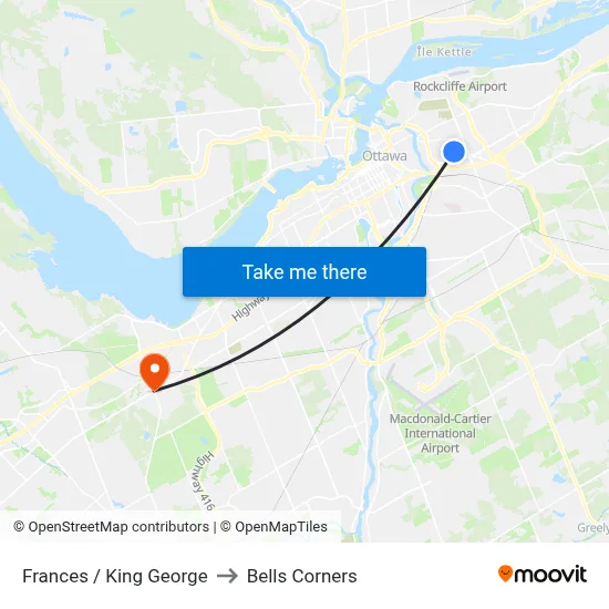Frances / King George to Bells Corners map