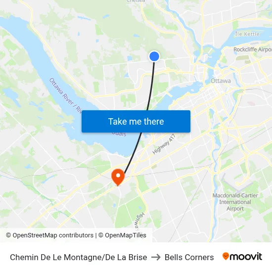 Chemin De Le Montagne/De La Brise to Bells Corners map