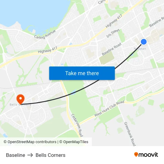 Baseline to Bells Corners map