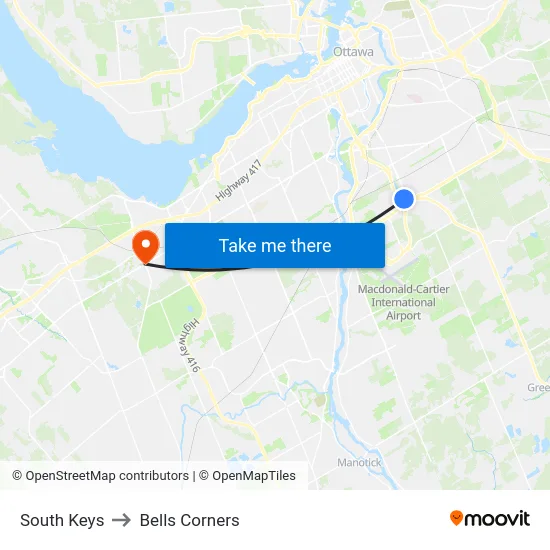 South Keys to Bells Corners map