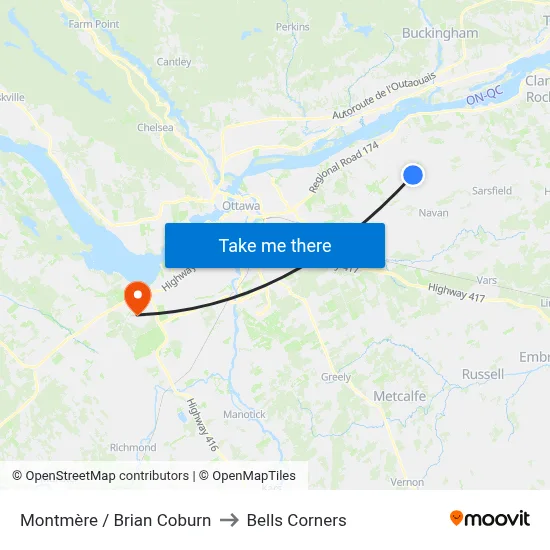 Montmère / Brian Coburn to Bells Corners map