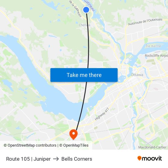 Route 105 | Juniper to Bells Corners map