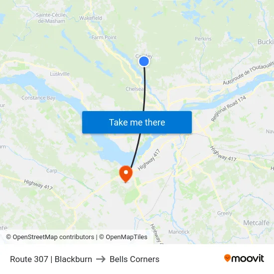 Route 307 | Blackburn to Bells Corners map