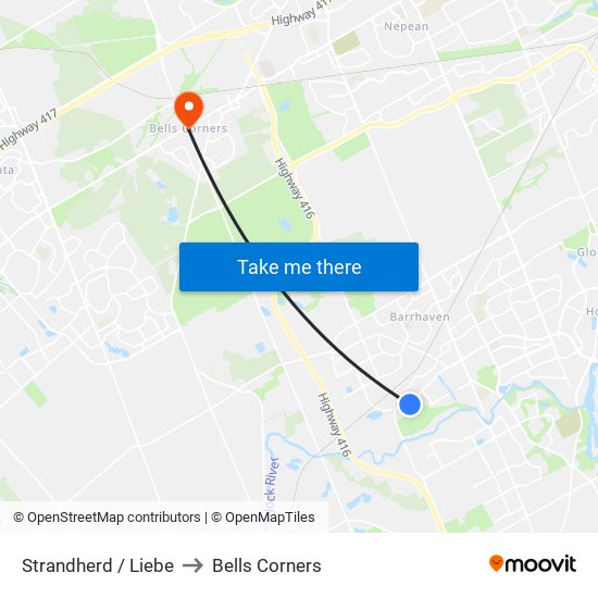 Strandherd / Liebe to Bells Corners map