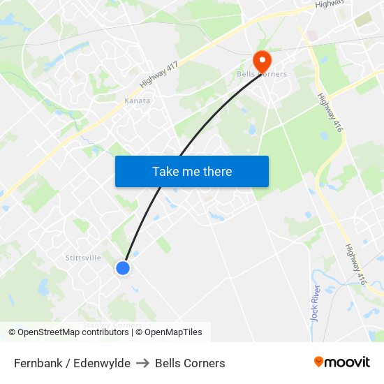 Fernbank / Edenwylde to Bells Corners map