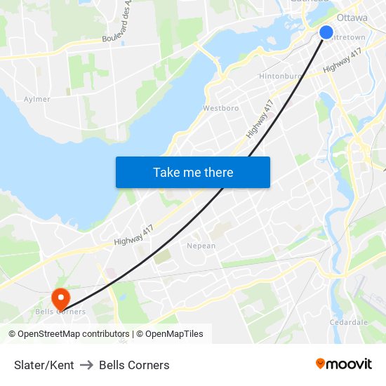 Slater/Kent to Bells Corners map