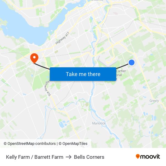 Kelly Farm / Barrett Farm to Bells Corners map