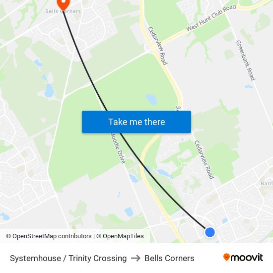 Systemhouse / Trinity Crossing to Bells Corners map