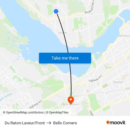 Du Raton-Laveur/Front to Bells Corners map