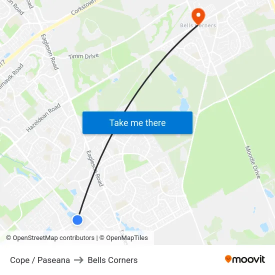 Cope / Paseana to Bells Corners map