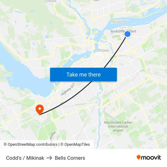 Codd's / Mikinak to Bells Corners map