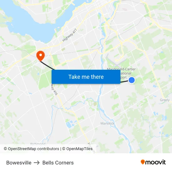Bowesville to Bells Corners map