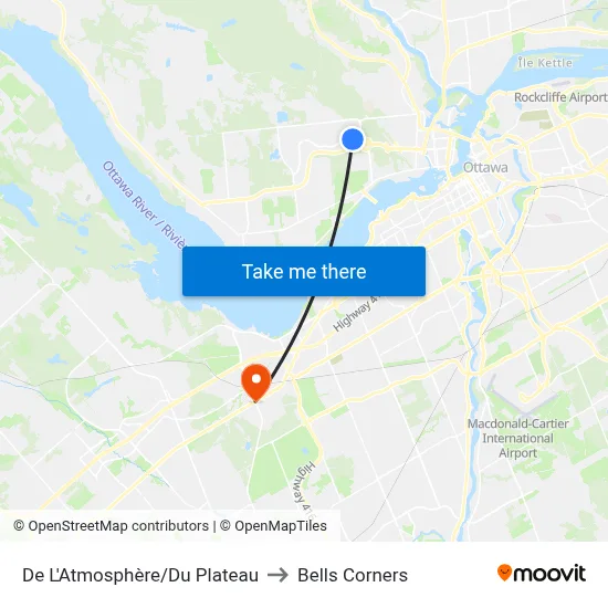 De L'Atmosphère/Du Plateau to Bells Corners map