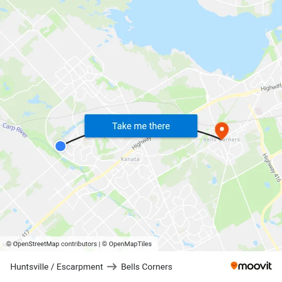 Huntsville / Escarpment to Bells Corners map