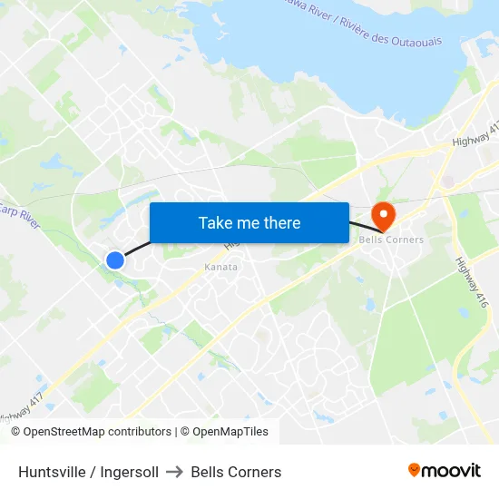 Huntsville / Ingersoll to Bells Corners map