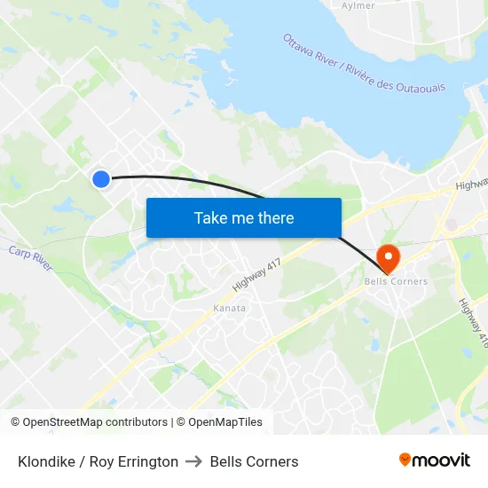 Klondike / Roy Errington to Bells Corners map