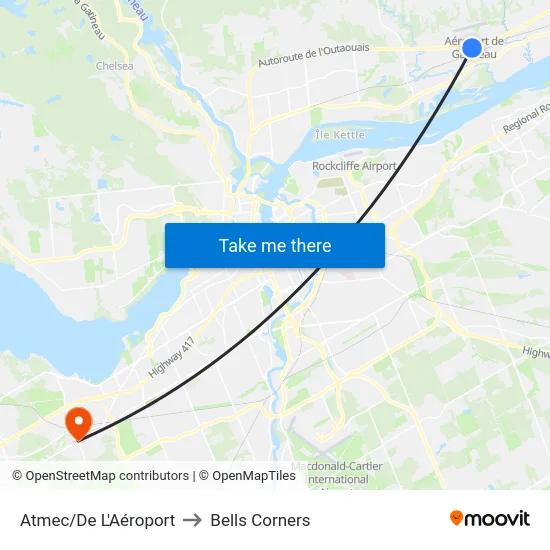 Atmec/De L'Aéroport to Bells Corners map