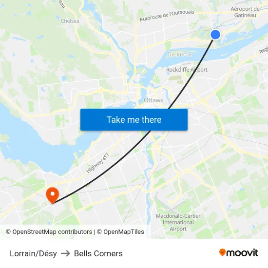 Lorrain/Désy to Bells Corners map