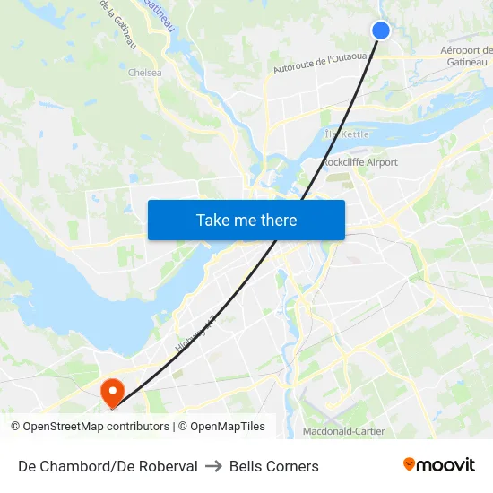 De Chambord/De Roberval to Bells Corners map