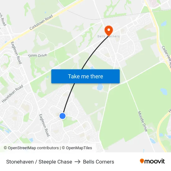 Stonehaven / Steeple Chase to Bells Corners map
