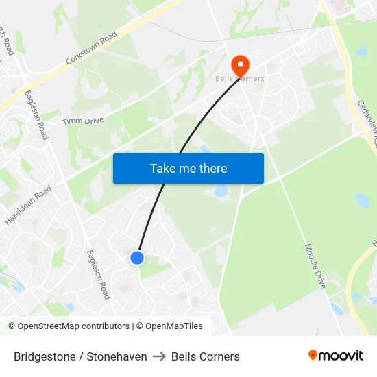 Bridgestone / Stonehaven to Bells Corners map