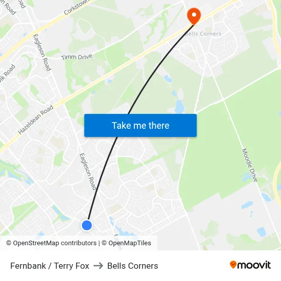 Fernbank / Terry Fox to Bells Corners map