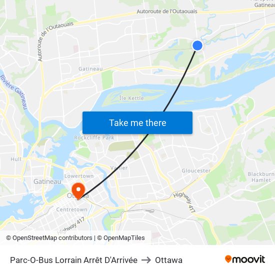 Parc-O-Bus Lorrain Arrêt D'Arrivée to Ottawa map