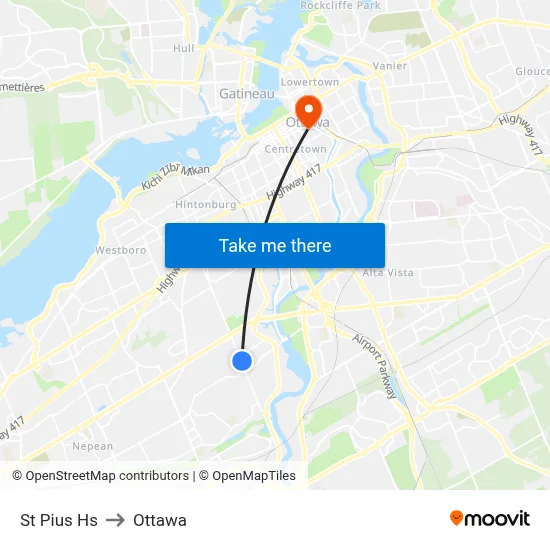 St Pius Hs to Ottawa map