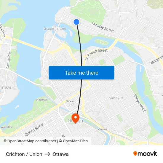 Crichton / Union to Ottawa map